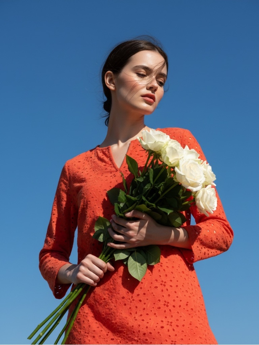 Talbots Eyelet Orange Blouse